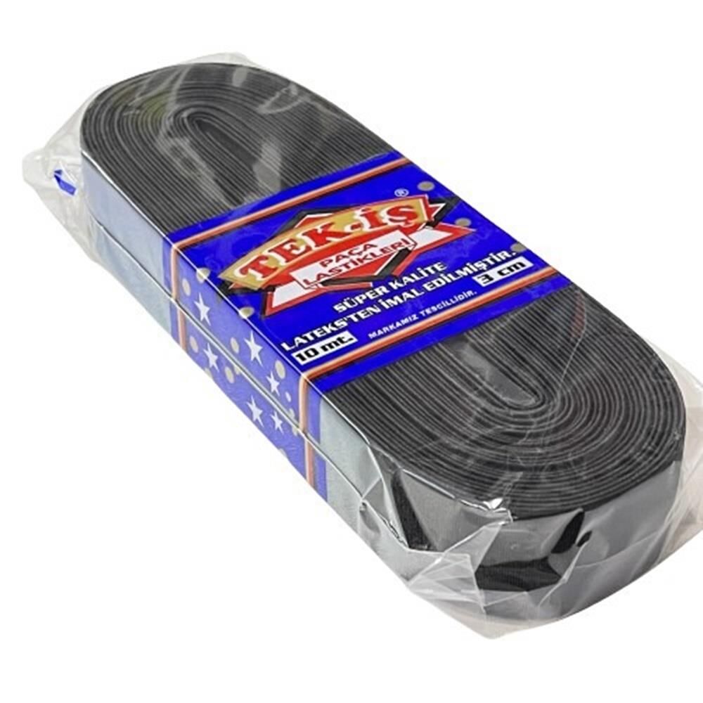 Lastik Tek-İş Sert Yumuşak Çamaşır Don Etek Bel Paça Bebe Lastiği Yassı Yumuşak 3cm SİYAH 10m