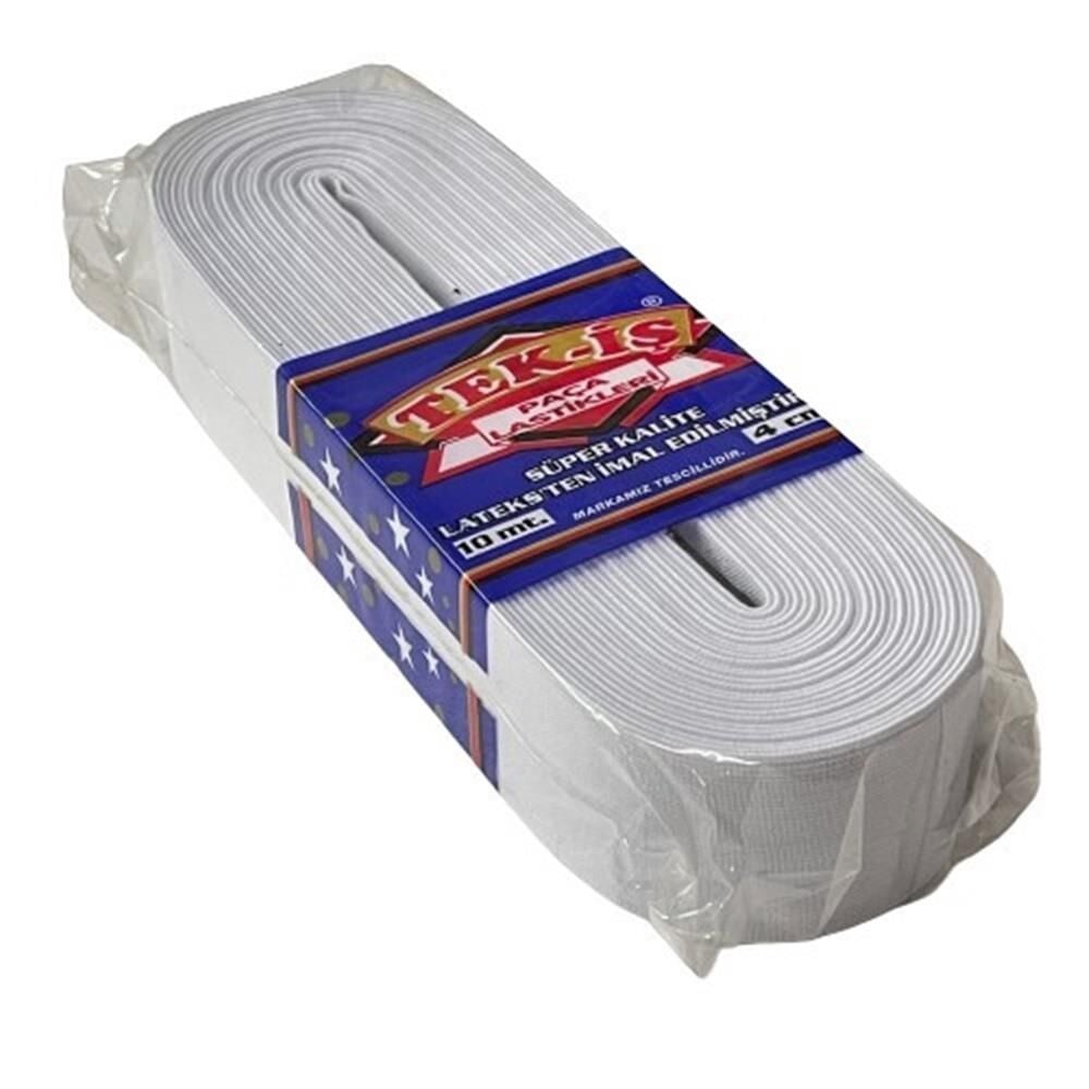 Lastik Tek-İş Sert Yumuşak Çamaşır Don Etek Bel Paça Bebe Lastiği Yassı Yumuşak 4cm BEYAZ 10m