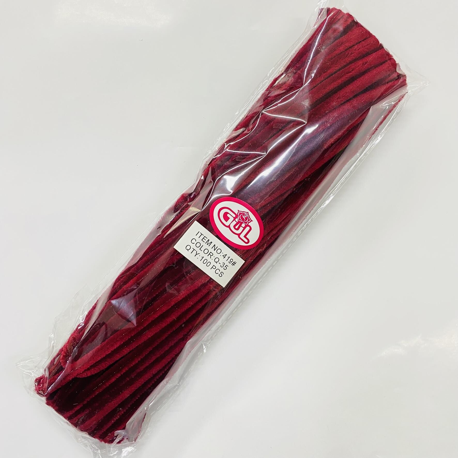 Gül Şönil Chenille Tüylü Çubuk 100 Adet Q35 Bordo