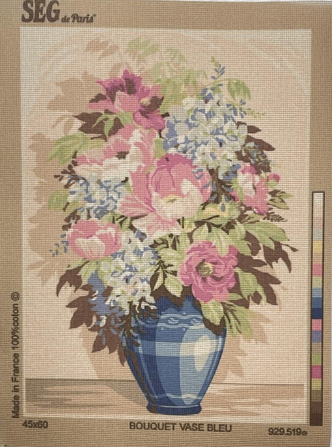 Seg Baskılı Goblen 929 519 Bouquet Vase Bleu 45x60cm Tablo Pano Sadece Goblen Kumaşı SORUNSUZ
