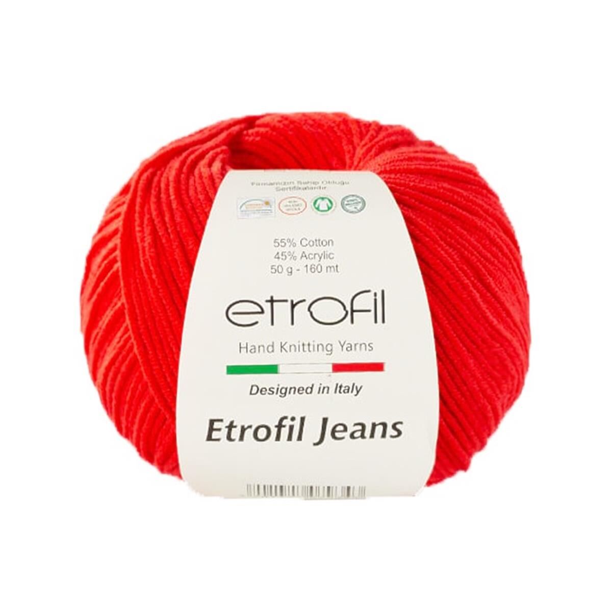 Etrofil Jeans El Örgü İpi 50 Gr 036 Kırmızı