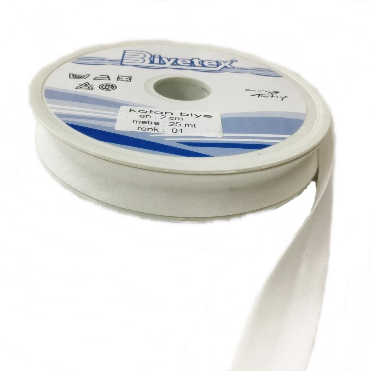Biyetex Koton Cotton Biye 2 cm 01 Beyaz