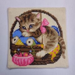 Vervaco İşlenmiş Goblen Yastık Kedi Desenli yviiB