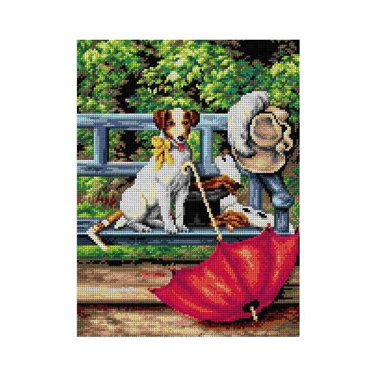 Orchidea Baskılı Goblen Şemsiye ve Köpek 2668 30*40 cm