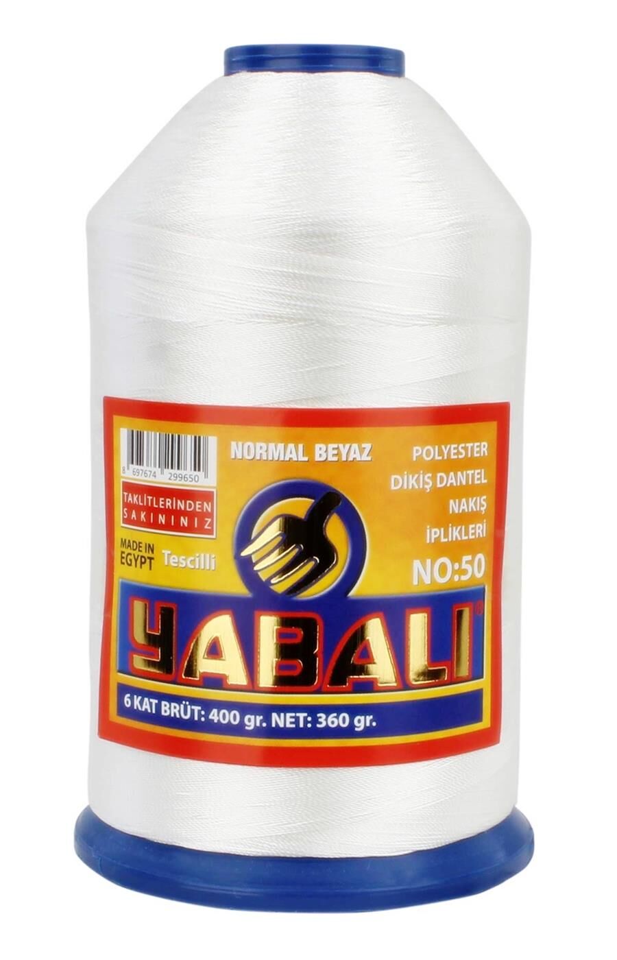 Yabalı Polyester Dikiş Dantel Nakış İplikleri 380 - 400gr Normal Beyaz No 50