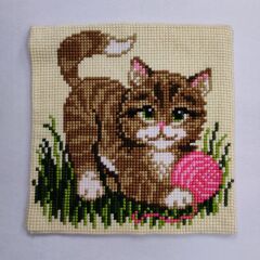 Vervaco İşlenmiş Goblen Yastık Kedi Desenli yviiC