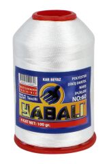 Yabalı Polyester Dikiş Dantel Nakış İplikleri 100 gr Kar Beyaz No 50 100 gr
