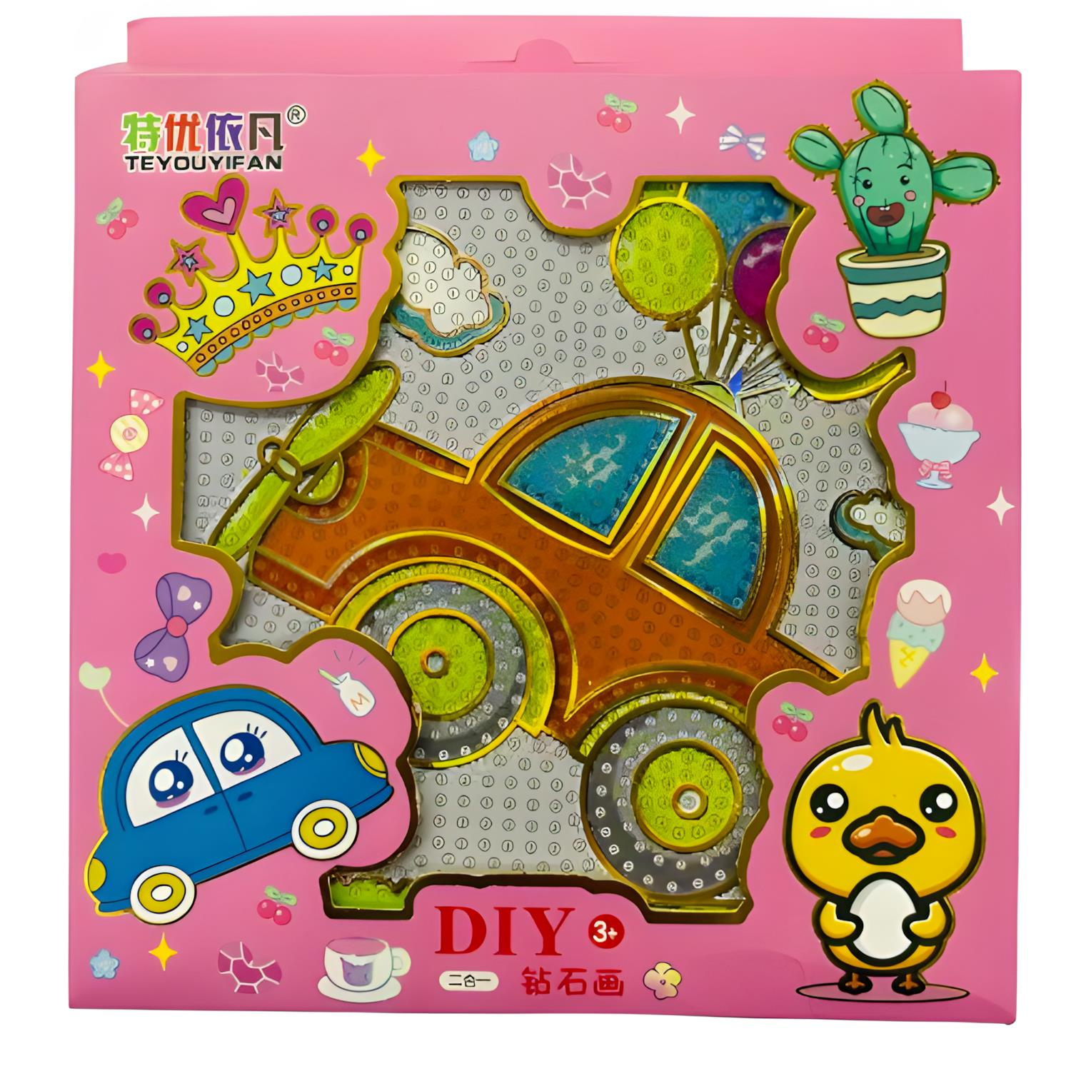 5D Yapışan Boncuk Goblen Mozaik Tablo Pano 15*15 cm Balonlu Araba