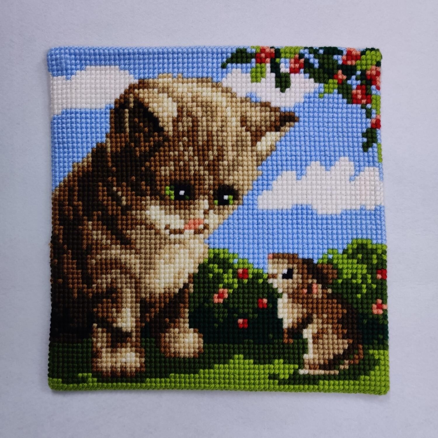 Vervaco İşlenmiş Goblen Yastık Kedi Desenli yviiC 81
