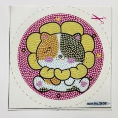 5D Yapışan Boncuk Goblen Mozaik Tablo Pano 16*16 cm Kedi
