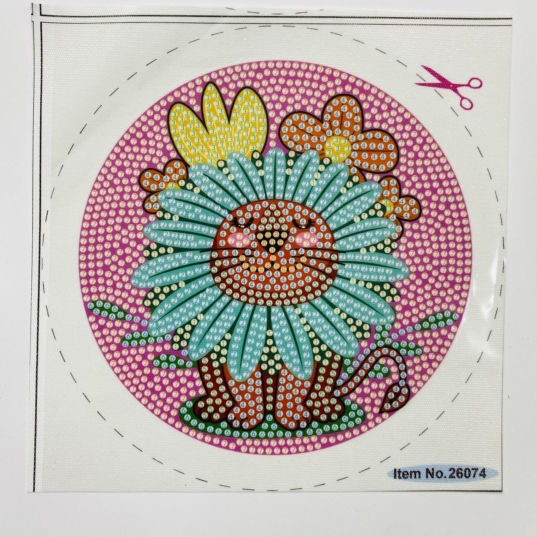 5D Yapışan Boncuk Goblen Mozaik Tablo Pano 16*16 cm Aslan