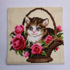 Vervaco İşlenmiş Goblen Yastık Kedi Desenli yviiD