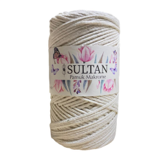 Sultan Pamuk Koton Cotton Makrome İpi 250 gr 02 Optik Beyaz