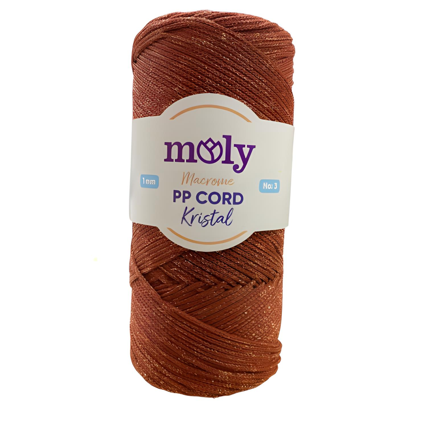 Moly PP Cord Kristal Simli Polyester Makrome  El Örgü İpi 200 gr 118 Kiremit
