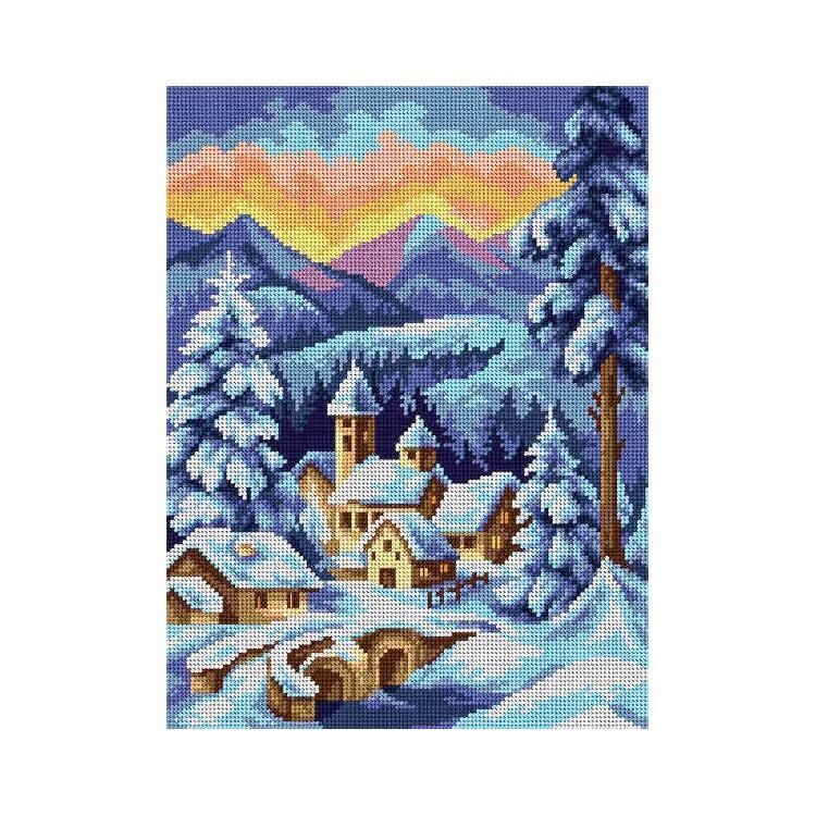 Orchidea Baskılı Goblen Kış Köyü 2510 30*40 cm