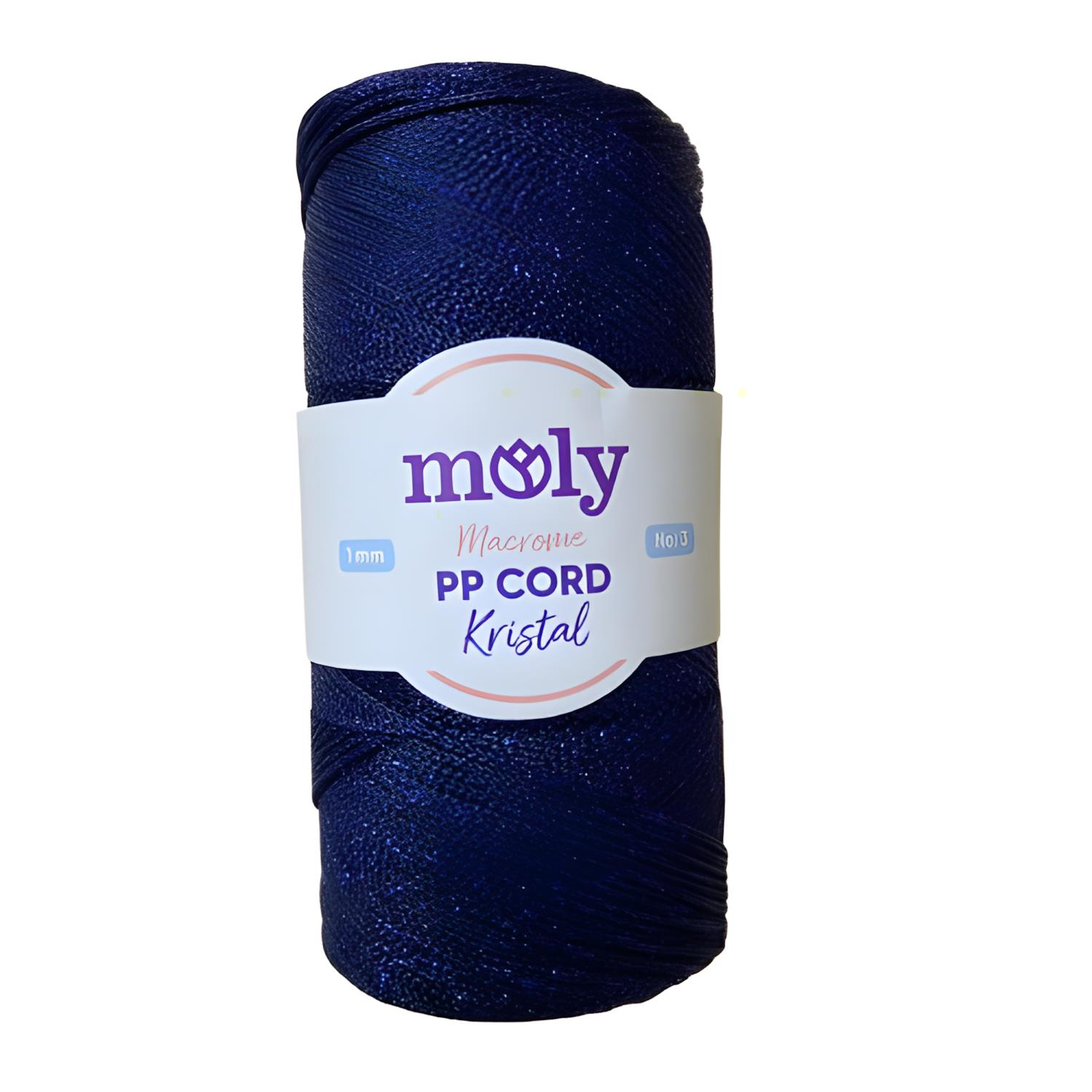 Moly PP Cord Kristal Simli Polyester Makrome  El Örgü İpi 200 gr 13 Lacivert