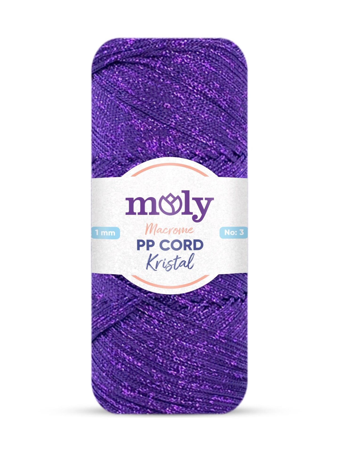 Moly PP Cord Kristal Simli Polyester Makrome  El Örgü İpi 200 gr 142 Mor