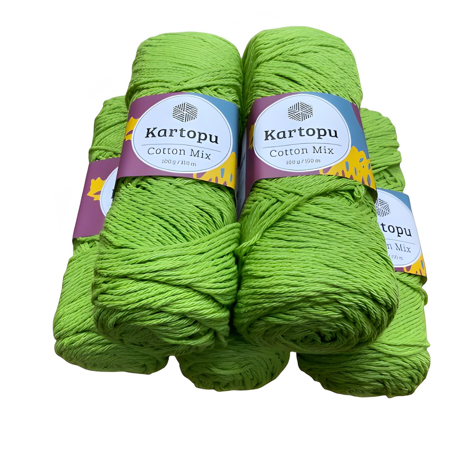 Kartopu Cotton Mix El Örgü İpi 5'li Set 2122S Fıstık Yeşili