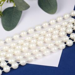 Sıralı Yuvarlak Deliksiz Plastik İnci 8 mm 9 metre