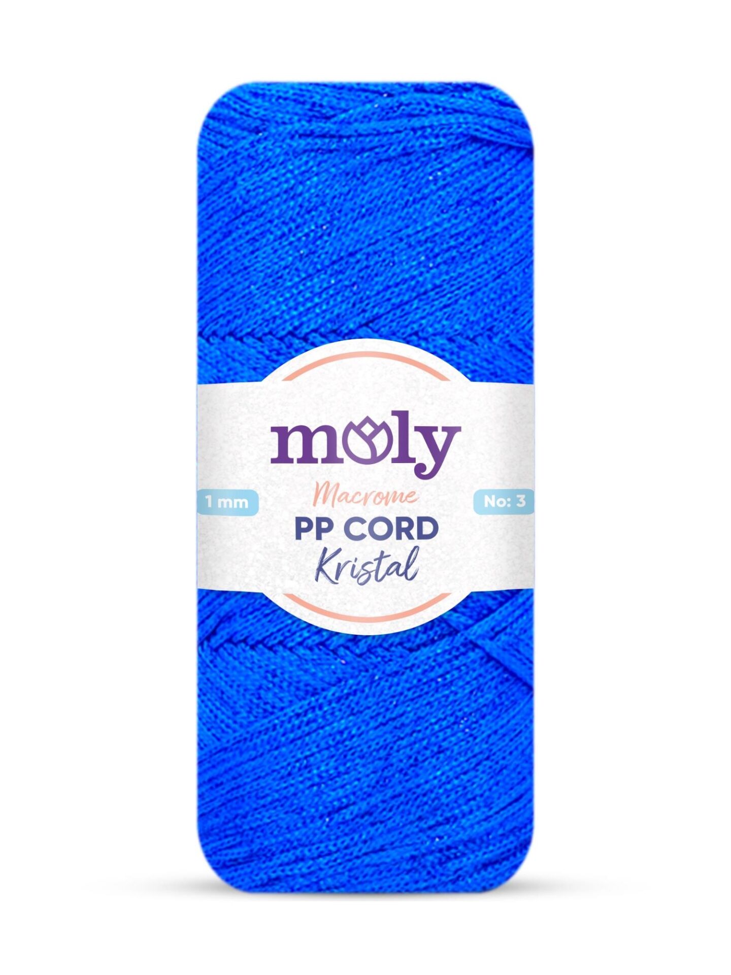 Moly PP Cord Kristal Simli Polyester Makrome  El Örgü İpi 200 gr 240 Mavi