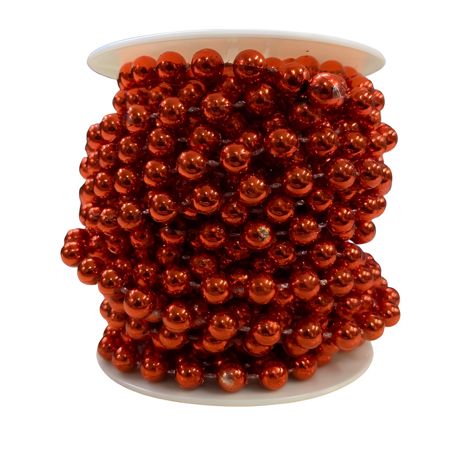 Sıralı Yuvarlak Deliksiz Plastik İnci 8 mm 9 metre 04 Kırmızı