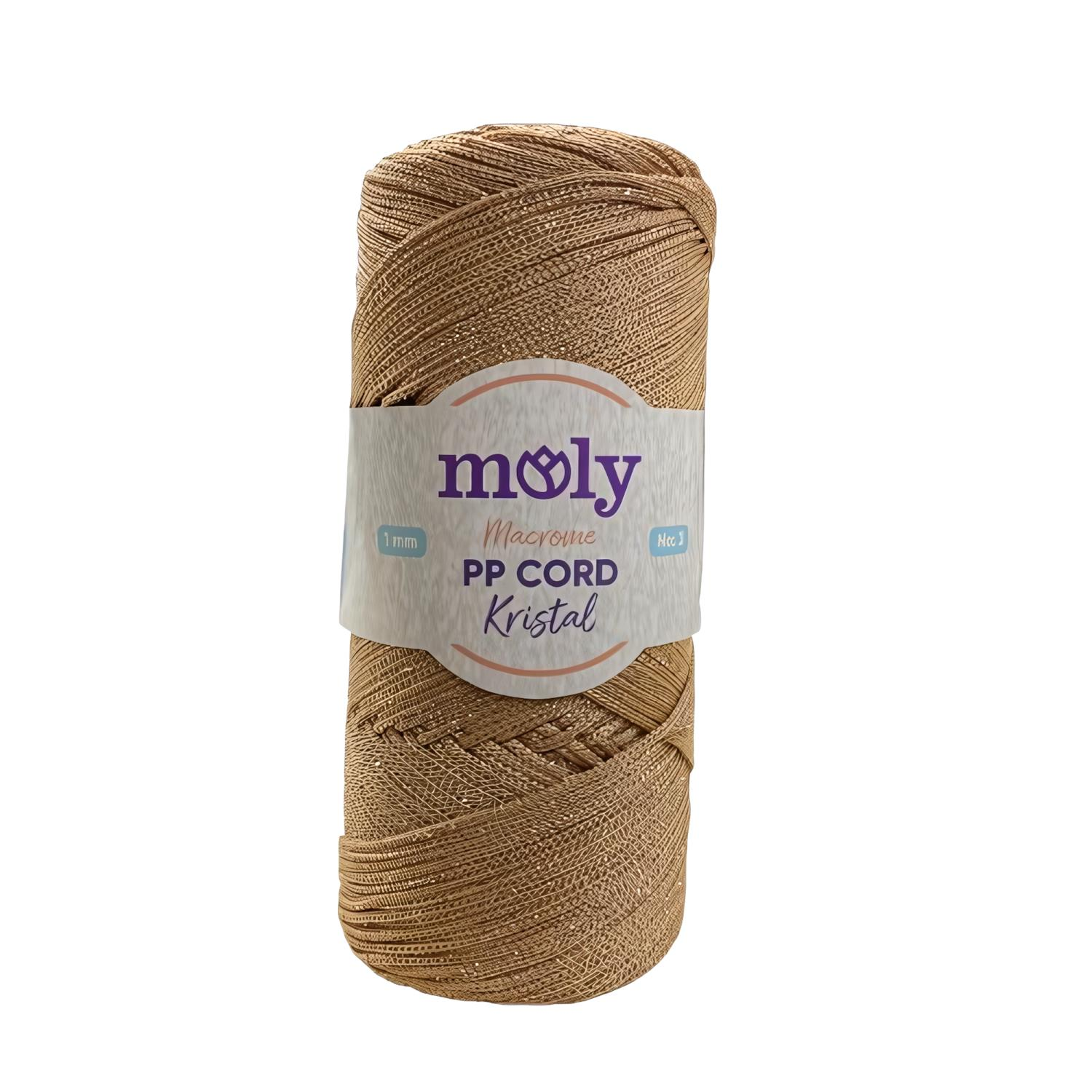 Moly PP Cord Kristal Simli Polyester Makrome  El Örgü İpi 200 gr 33 Camel
