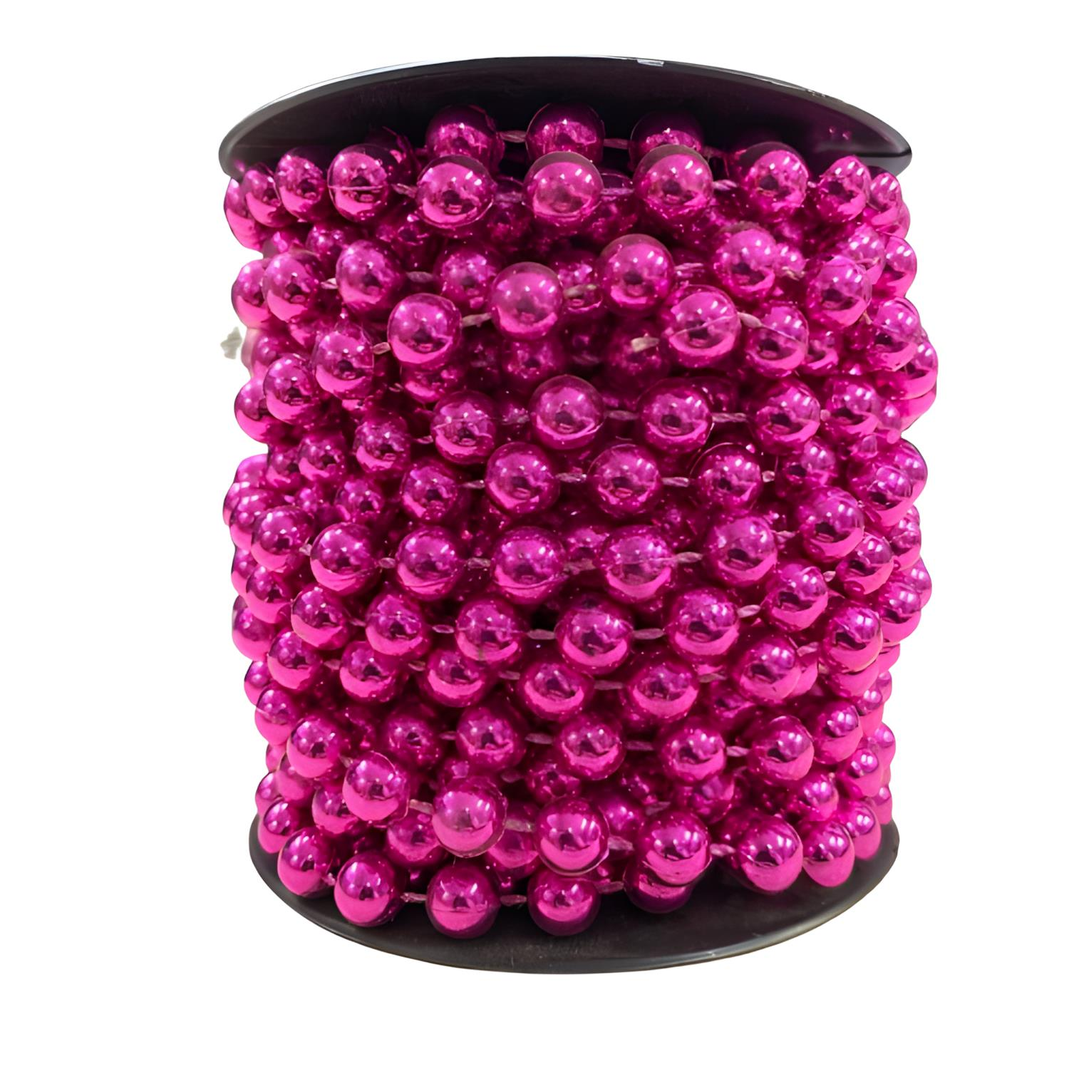Sıralı Yuvarlak Deliksiz Plastik İnci 8 mm 9 metre 05 Fuşya