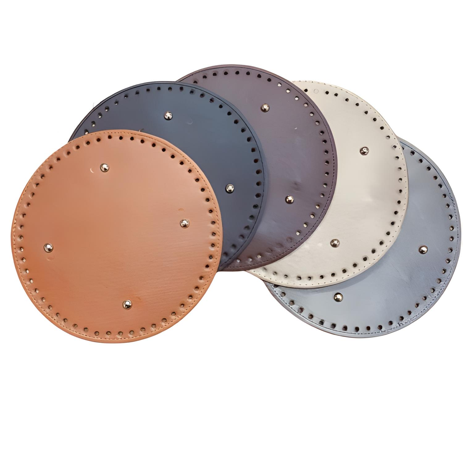 Rivetli Deri Çanta Tabanı Yuvarlak 22,5 cm