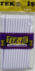 Tek-İş  Yassı Yuvarlak Paça Bebe Lastiği 5 Metre Yuvarlak Lastik Beyaz