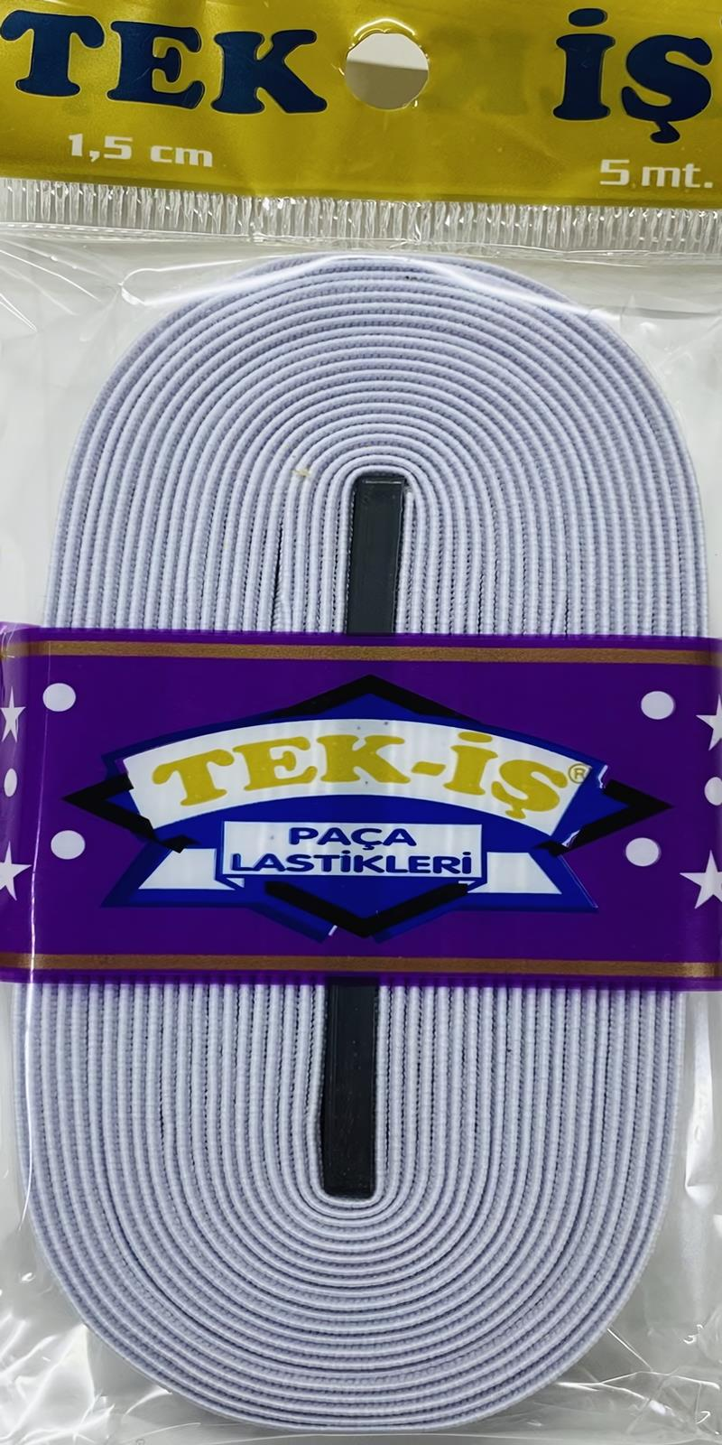 Tek-İş  Yassı Yuvarlak Paça Bebe Lastiği 5 Metre Paça Lastik 1,5 cm