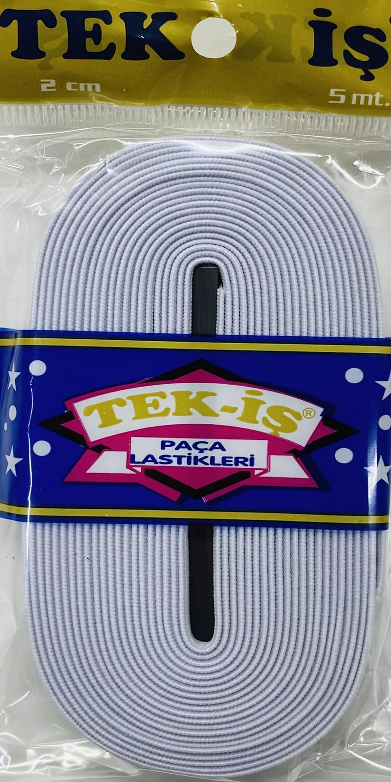 Tek-İş  Yassı Yuvarlak Paça Bebe Lastiği 5 Metre Paça Lastik 2 cm