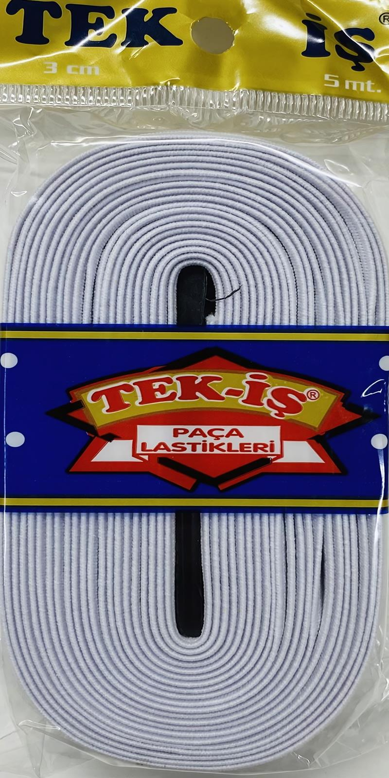 Tek-İş  Yassı Yuvarlak Paça Bebe Lastiği 5 Metre Paça Lastik 3 cm