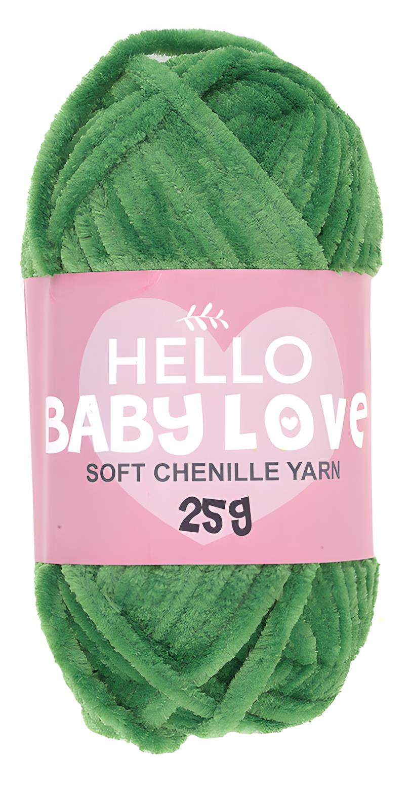 Hello Baby Love Şönil Kadife Punch İpliği 25 gr 209 Yosun Yeşil