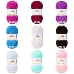 Himalaya Dolphin Baby Kadife İp El Örgü Yünü 80329 Saks Mavi