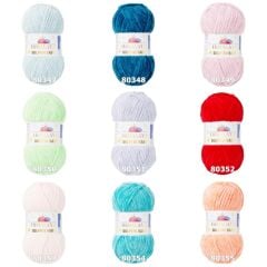 Himalaya Dolphin Baby Kadife İp El Örgü Yünü 80329 Saks Mavi