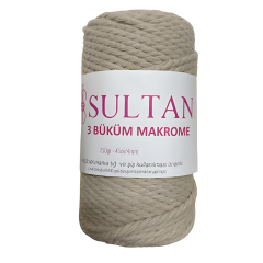 Sultan 3 Büklüm Makrome İpi 250 gr 000 Açık Krem