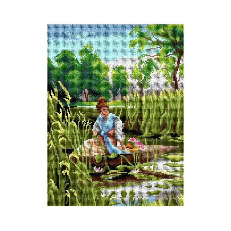 Orchidea Baskılı Goblen Göl Manzarası 3038 30*40 cm