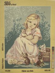 Seg Baskılı Goblen 929 116 Fillette Aux Chats 45x60cm Tablo Pano