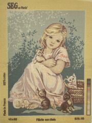 Seg Baskılı Goblen 929 116 Fillette Aux Chats 45x60cm Tablo Pano