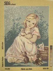 Seg Baskılı Goblen 929 116 Fillette Aux Chats 45x60cm Tablo Pano