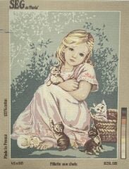 Seg Baskılı Goblen 929 116 Fillette Aux Chats 45x60cm Tablo Pano