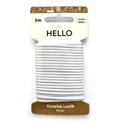 Hello Yuvarlak Lastik 5  Metre Beyaz