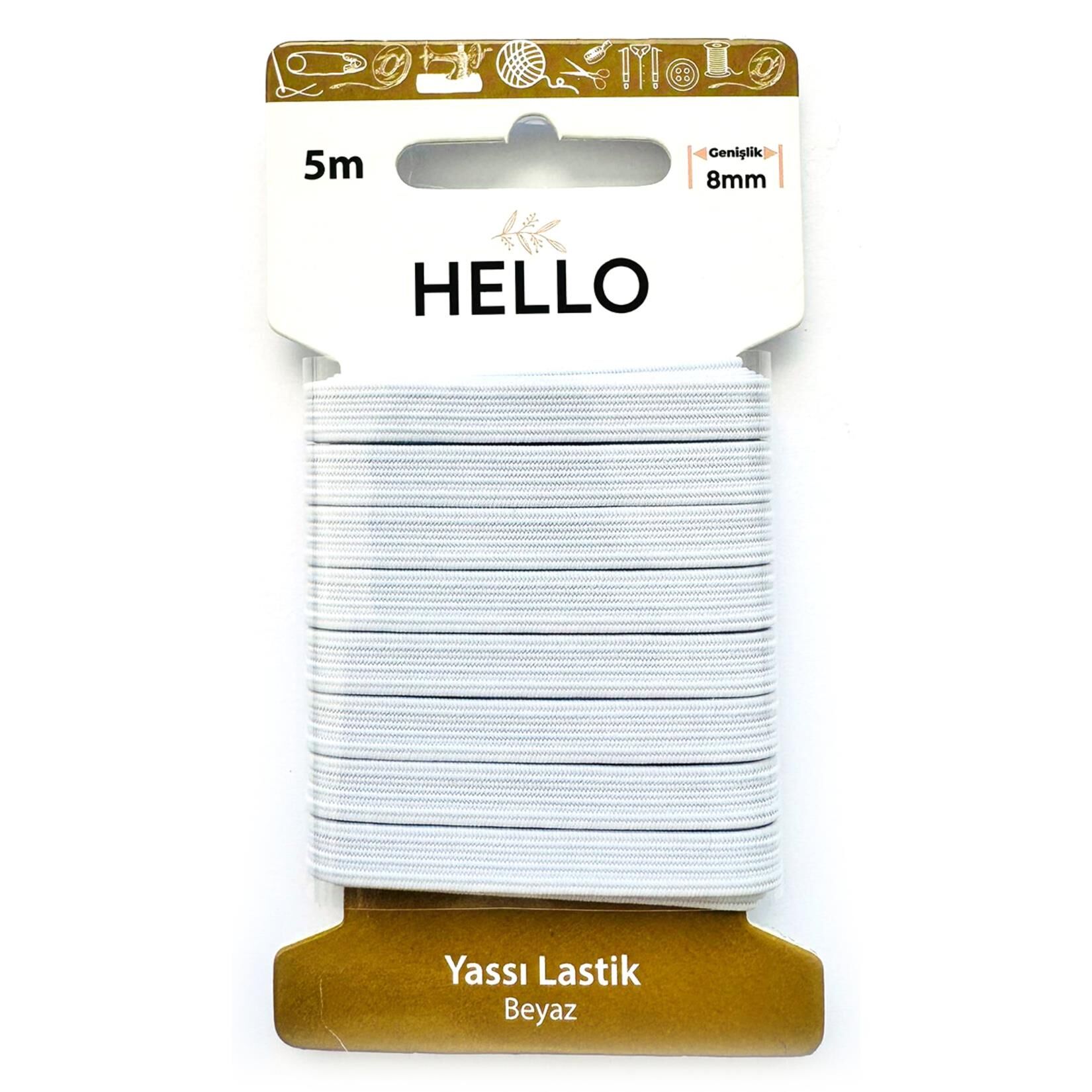 Hello Yassı Lastik 5  Metre Beyaz