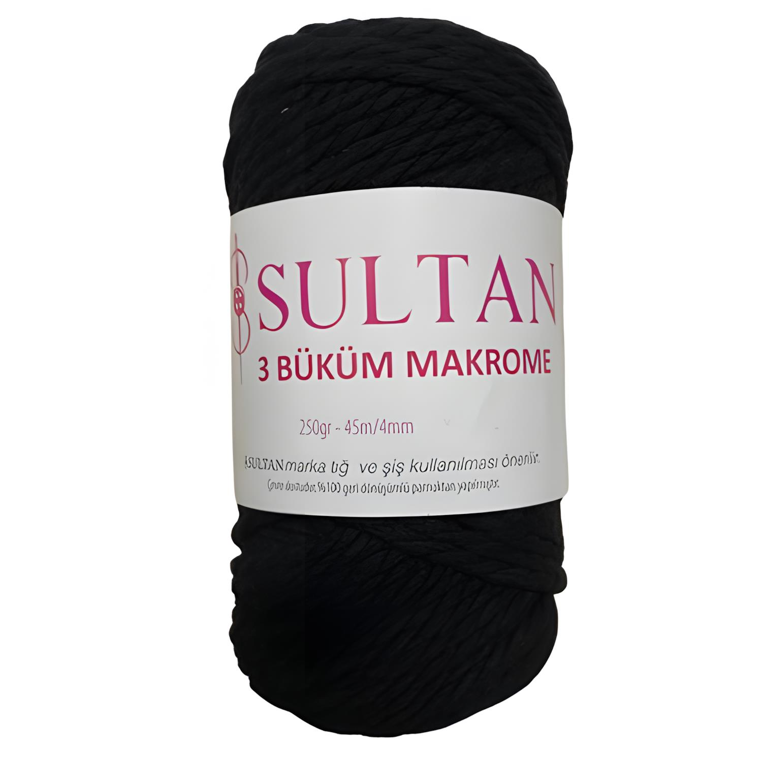 Sultan 3 Büklüm Makrome İpi 250 gr 032 Siyah