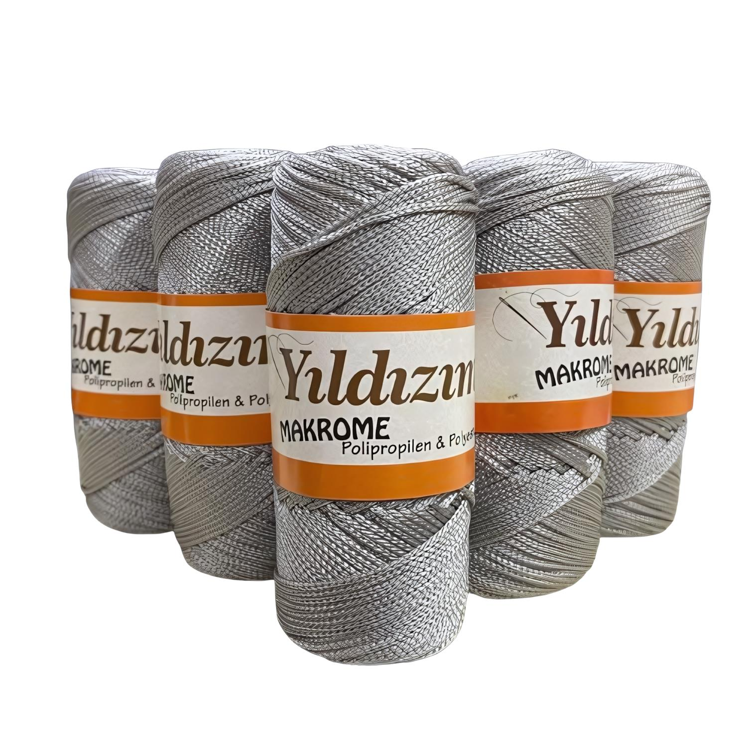 Yıldızım Polyester Makrome İpi 5'li Set 500 gr 04 Gri