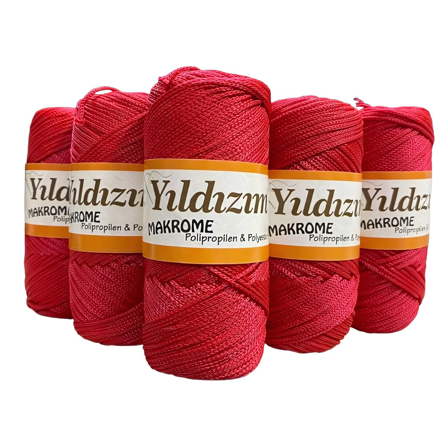 Yıldızım Polyester Makrome İpi 5'li Set 500 gr 10 Kırmızı