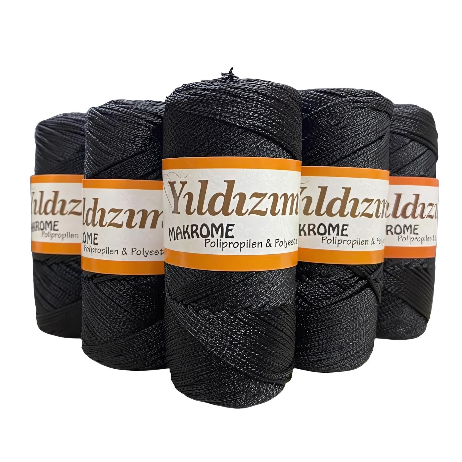 Yıldızım Polyester Makrome İpi 5'li Set 500 gr 12 Siyah