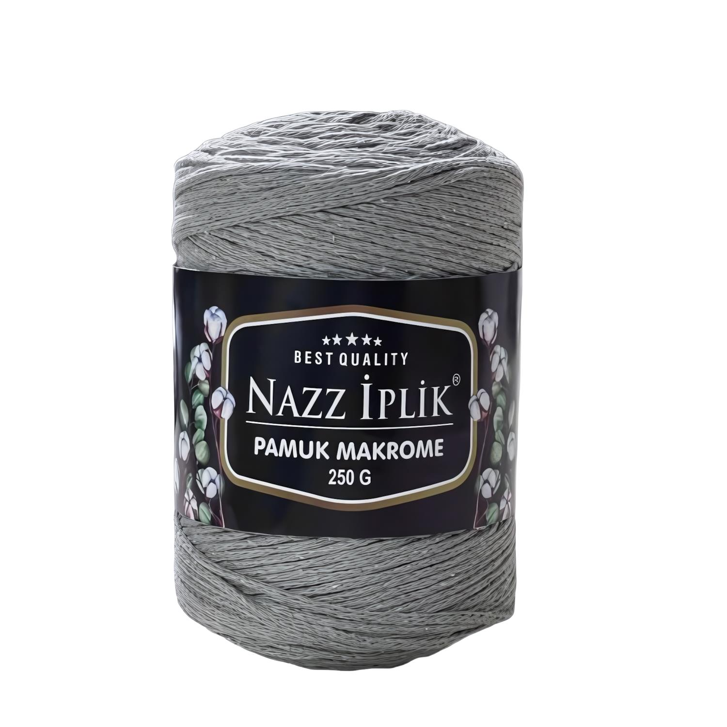 Nazz Pamuk Makrome El Örgü İpi 250 gr 12 Gri - Yeşil