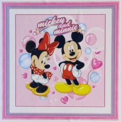 Losiya 1153 Minnie Mickey Boncuk Mozaik Goblen Tablo Pano