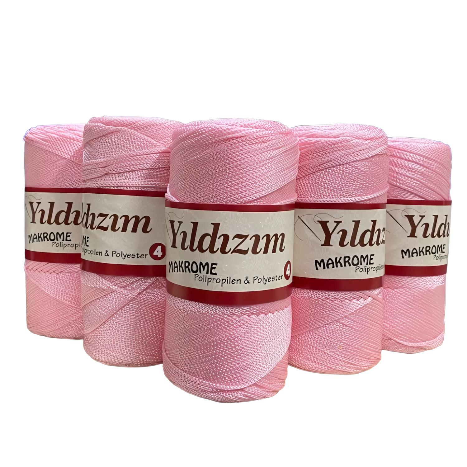 Yıldızım Polyester Makrome İpi 5'li Set 1 KG 05 Açık Pembe